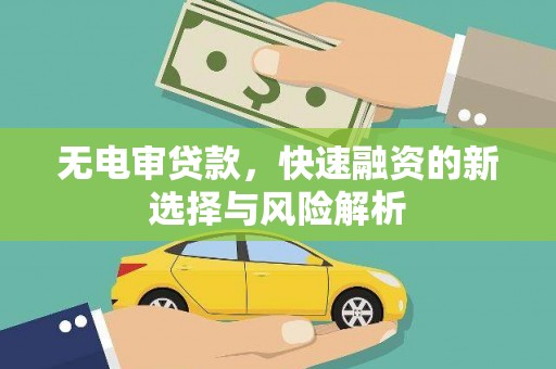 泰顺无电审贷款，快速融资的新选择与风险解析